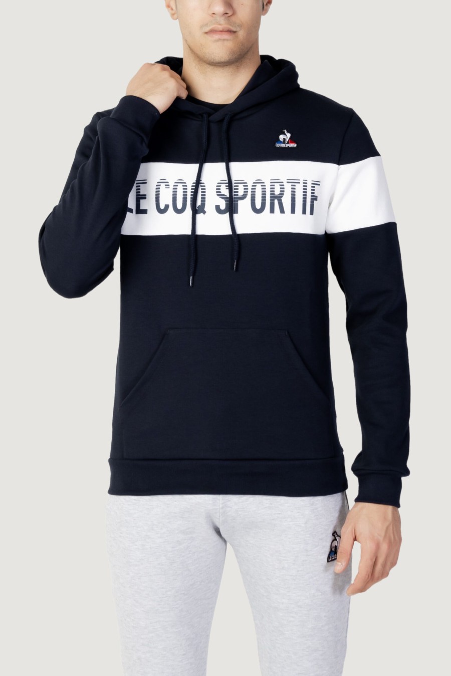 Uomo Le Coq Sportif | Felpa Con Cappuccio Le Coq Sportif Bah Hoody Blu