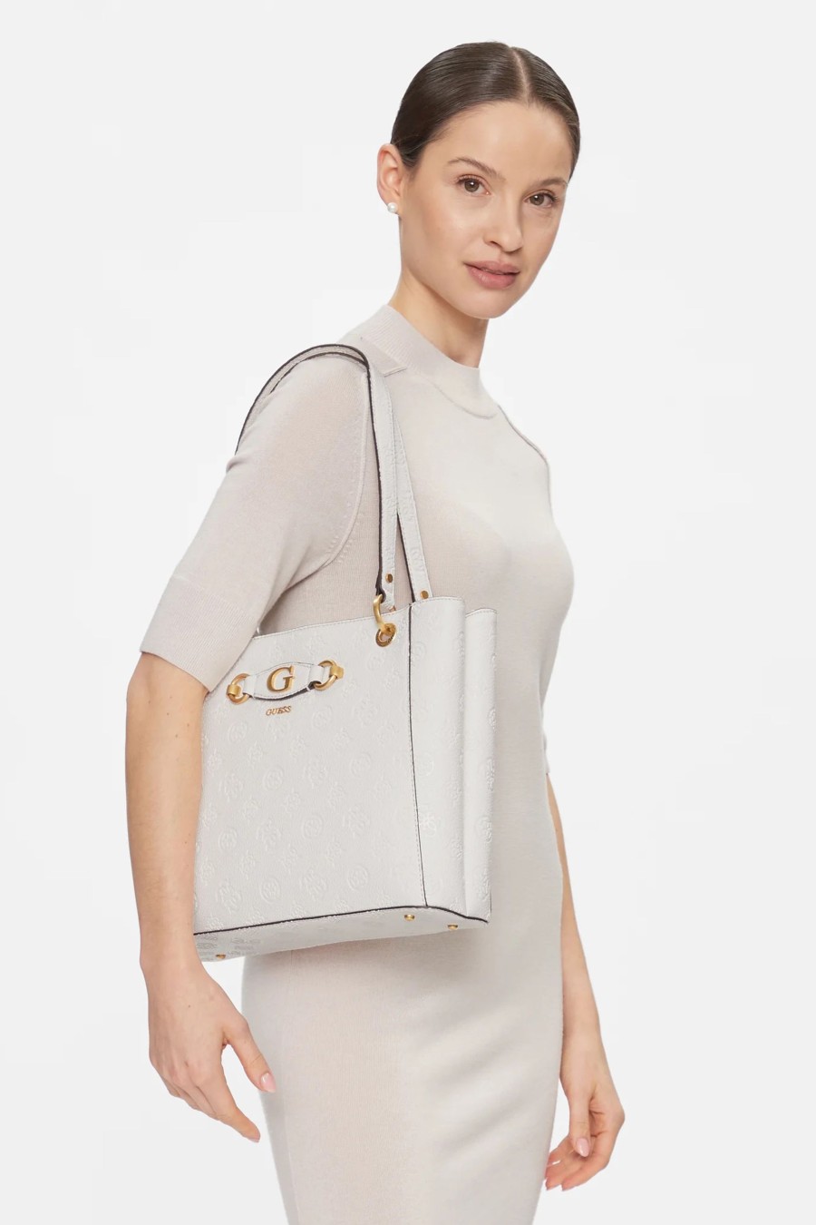 Donna Guess | Borsa Guess Izzy Peony Noel Tote Bianco