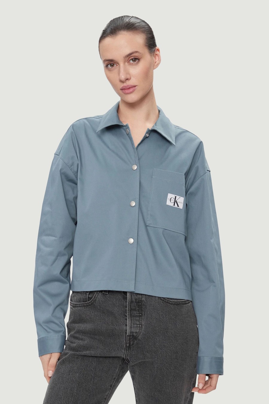 Donna Calvin Klein | Camicia Manica Lunga Calvin Klein Relaxed Overshirt Blu Chiaro