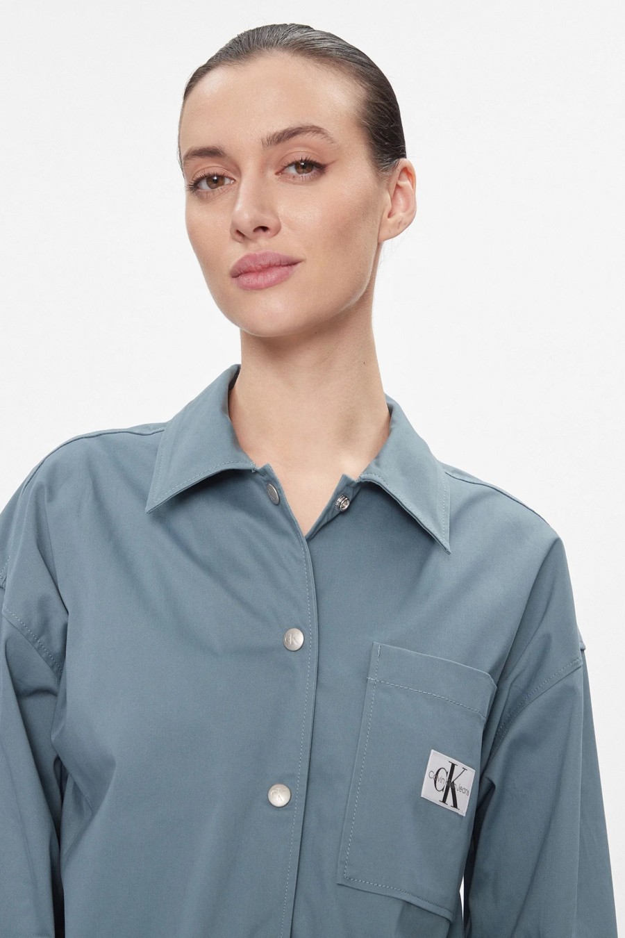 Donna Calvin Klein | Camicia Manica Lunga Calvin Klein Relaxed Overshirt Blu Chiaro