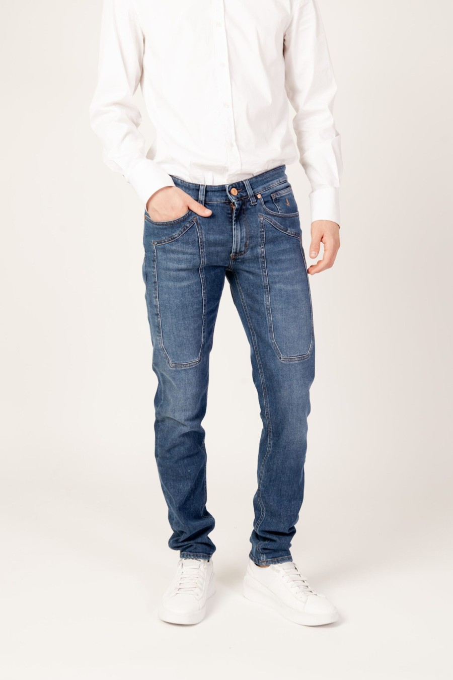 Uomo Jeckerson | Pantaloni Slim Jeckerson John 5Tasche Toppa Slim Denim