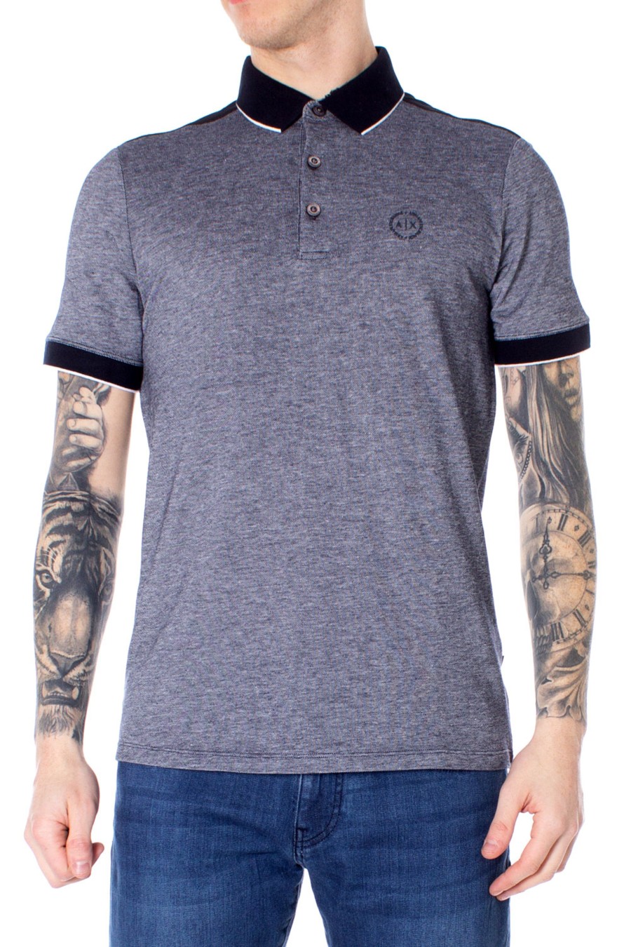 Uomo Armani Exchange | Polo Manica Corta Armani Exchange Blu