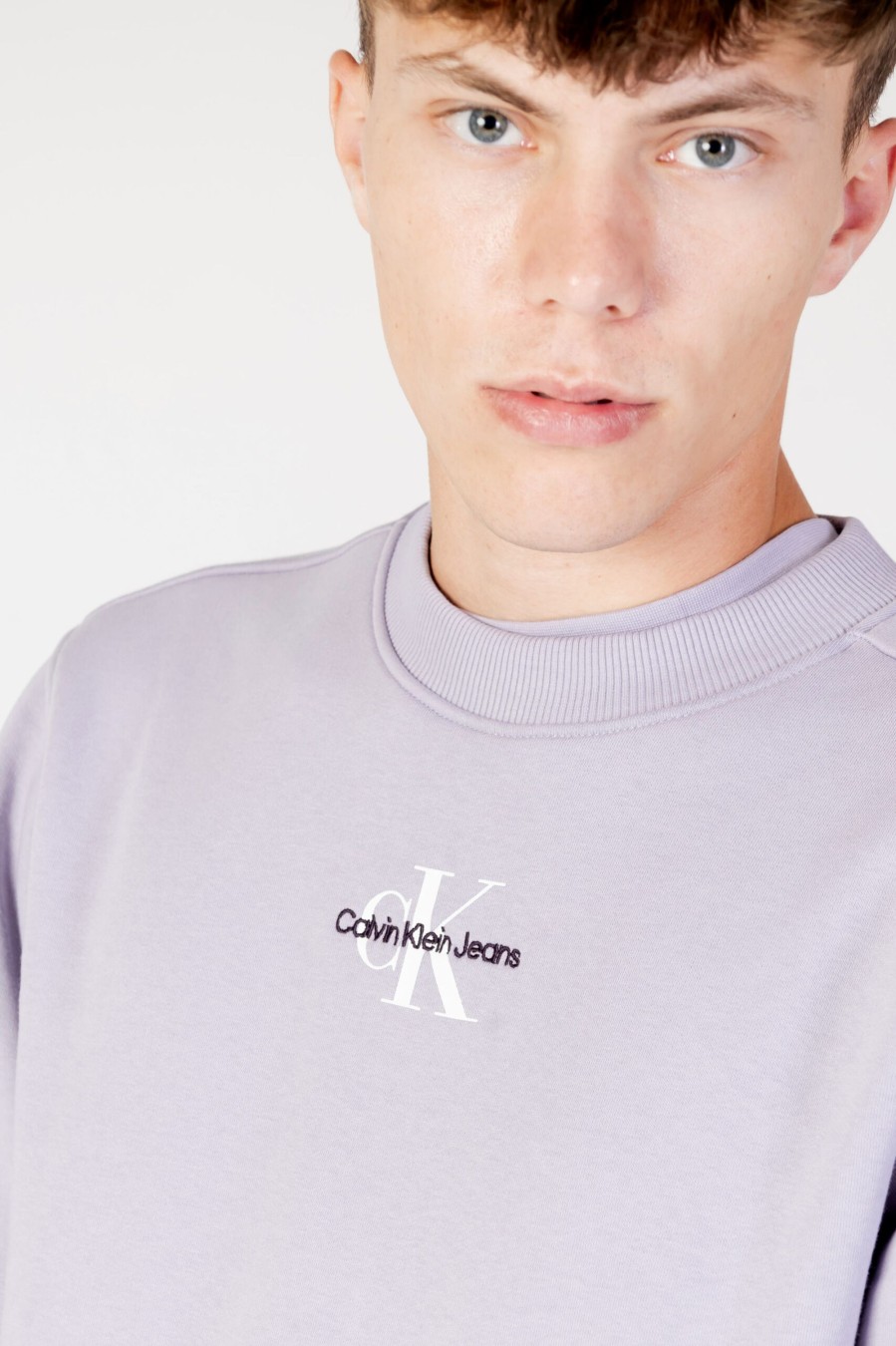 Uomo Calvin Klein | Felpa Senza Cappuccio Calvin Klein Monologo Crew Neck Lilla