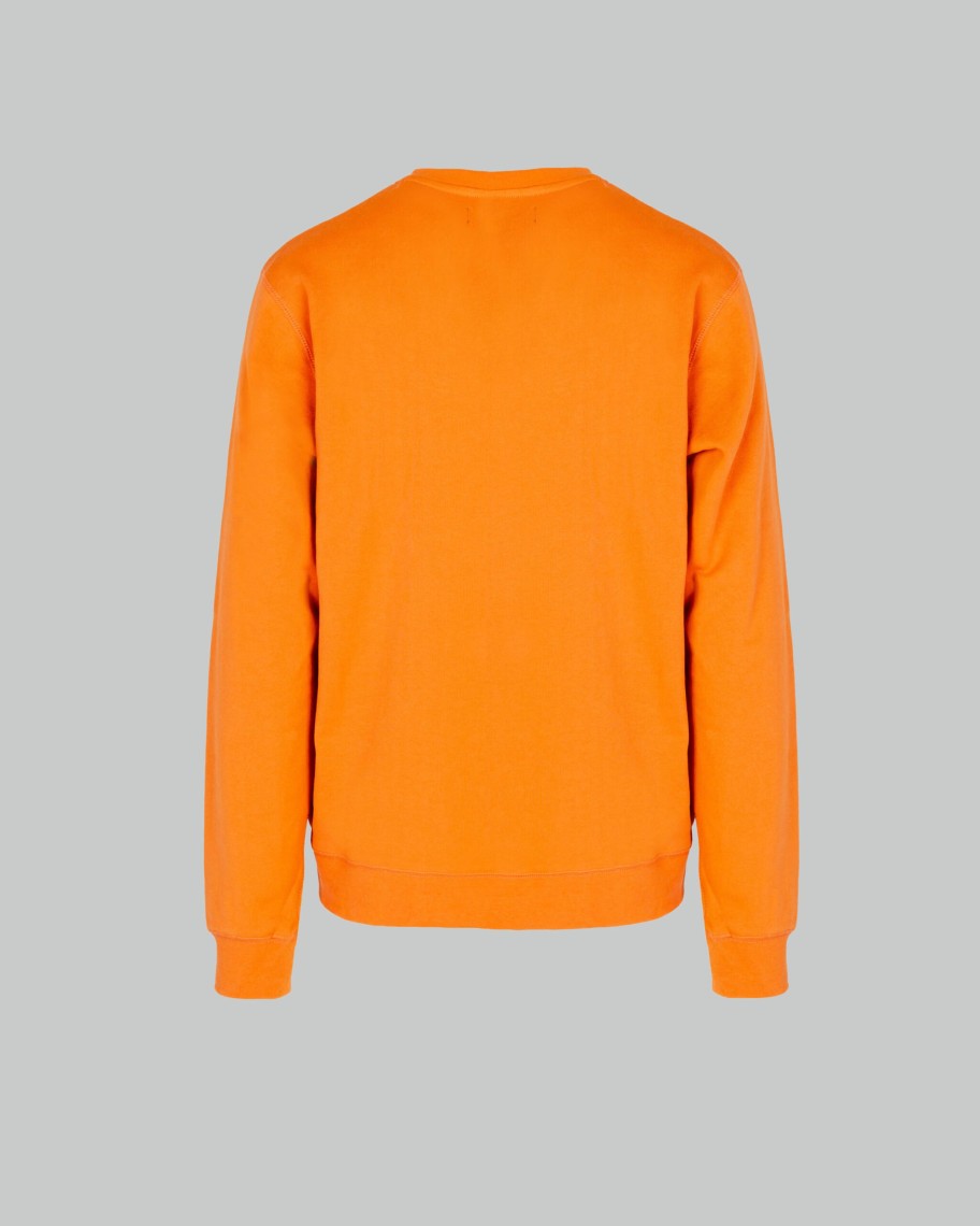 Uomo Aquascutum | Felpa Senza Cappuccio Aquascutum Active Big Logo Crew Neck Fleece Arancione