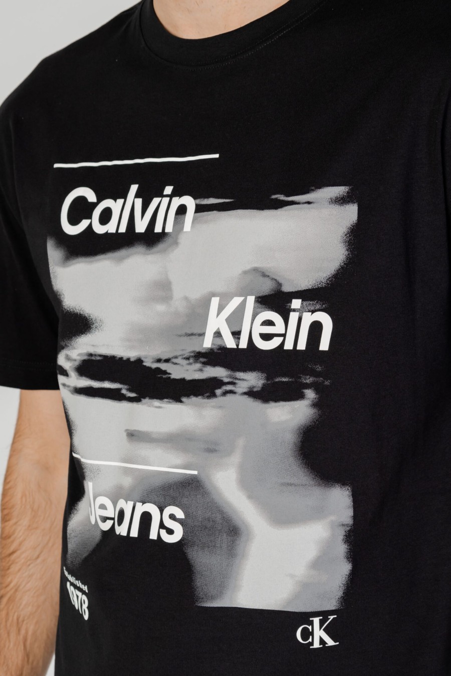 Uomo Calvin Klein | T-Shirt Calvin Klein Diffused Logo Nero