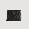 Donna Pinko | Portafoglio Grande Pinko Taylor Zip Around Sheep Nappa Nero