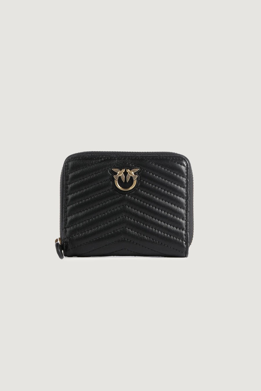 Donna Pinko | Portafoglio Grande Pinko Taylor Zip Around Sheep Nappa Nero