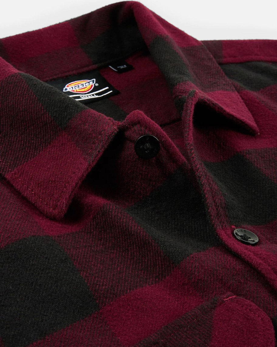 Uomo Dickies | Camicia Manica Lunga Dickies New Sacramento Bordeaux