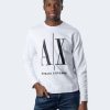 Uomo Armani Exchange | Felpa Senza Cappuccio Armani Exchange Bianco