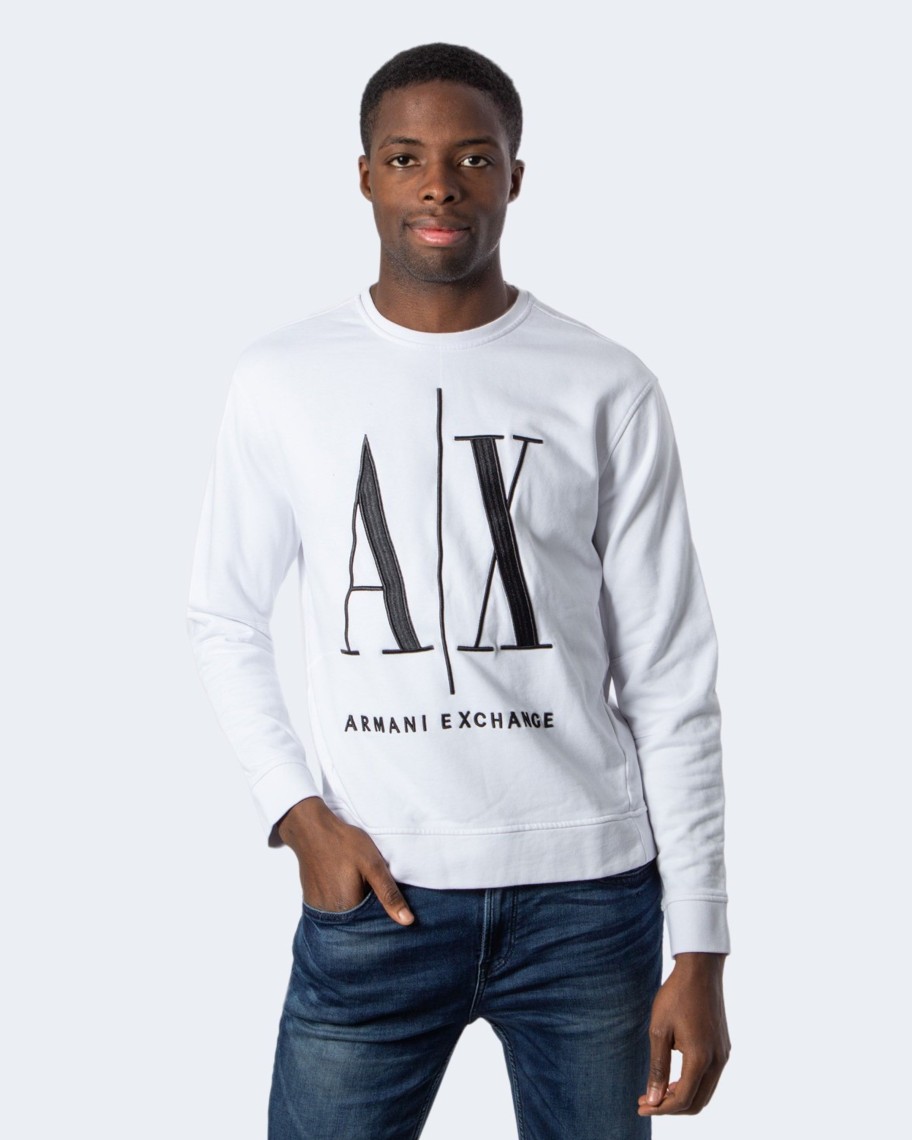 Uomo Armani Exchange | Felpa Senza Cappuccio Armani Exchange Bianco