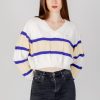 Donna Tommy Hilfiger | Maglione Tommy Hilfiger Tjw Crp Stripe V-Nec Bianco