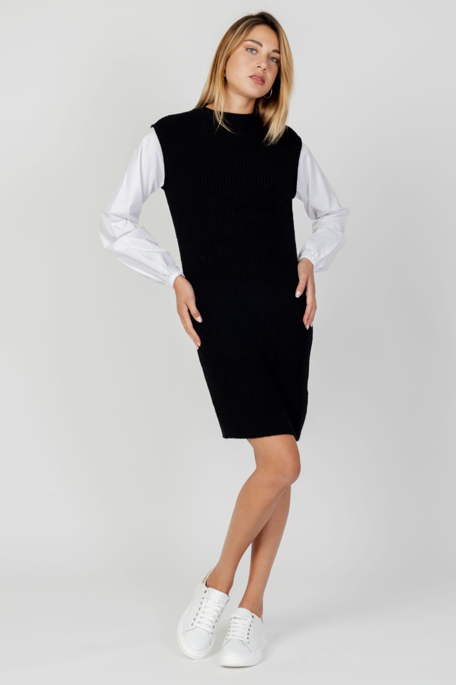 Donna Jacqueline de Yong | Vestito Midi Jacqueline De Yong Jdysaga L/S Shirt Dress Knt Nero