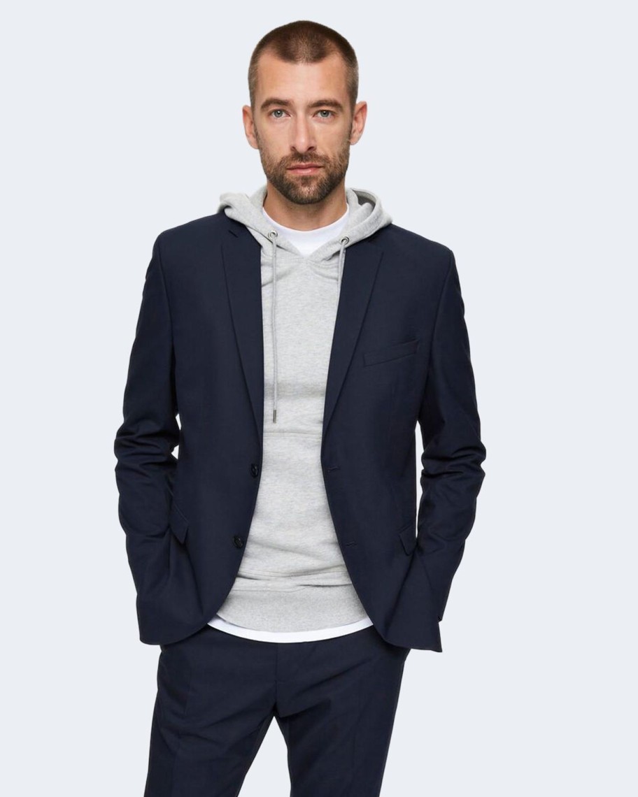 Uomo Selected | Giacca Da Completo Selected Slhslim-Mylologan B Noos Blu