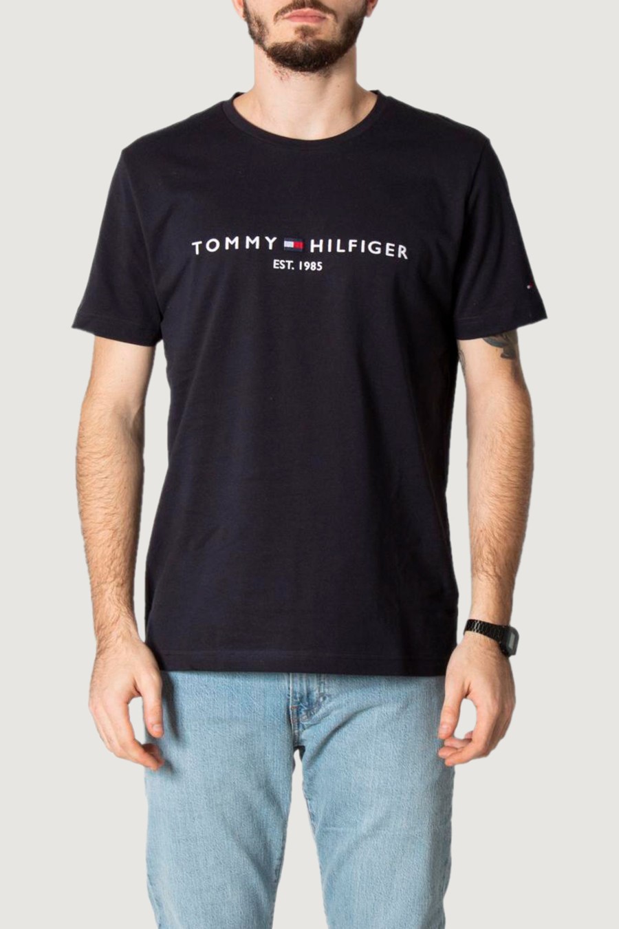 Uomo Tommy Hilfiger | T-Shirt Tommy Hilfiger Core Tommy Logo Tee Blu