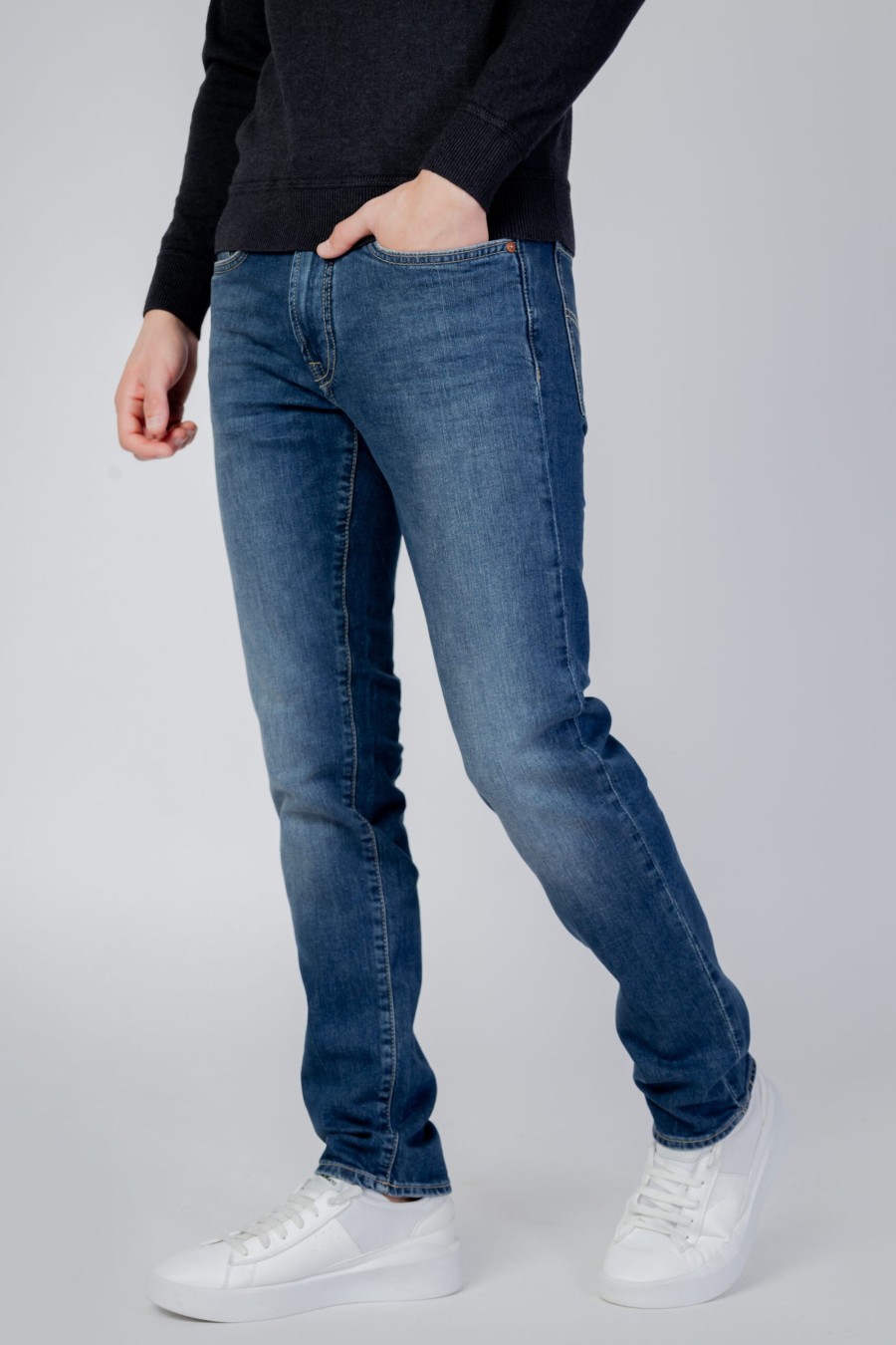 Uomo Gas | Jeans Slim Gas Albert Simple Rev Denim Scuro