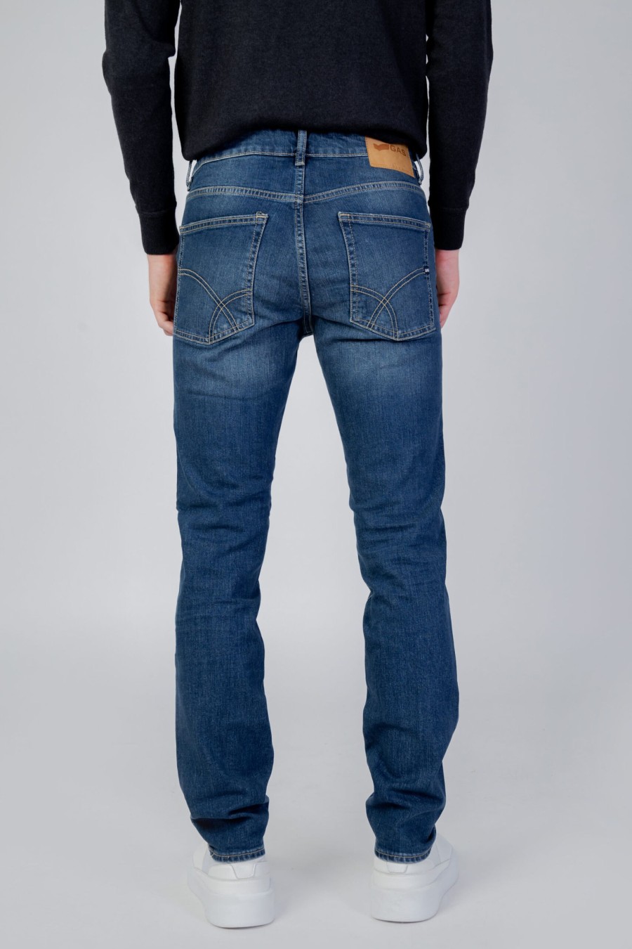 Uomo Gas | Jeans Slim Gas Albert Simple Rev Denim Scuro