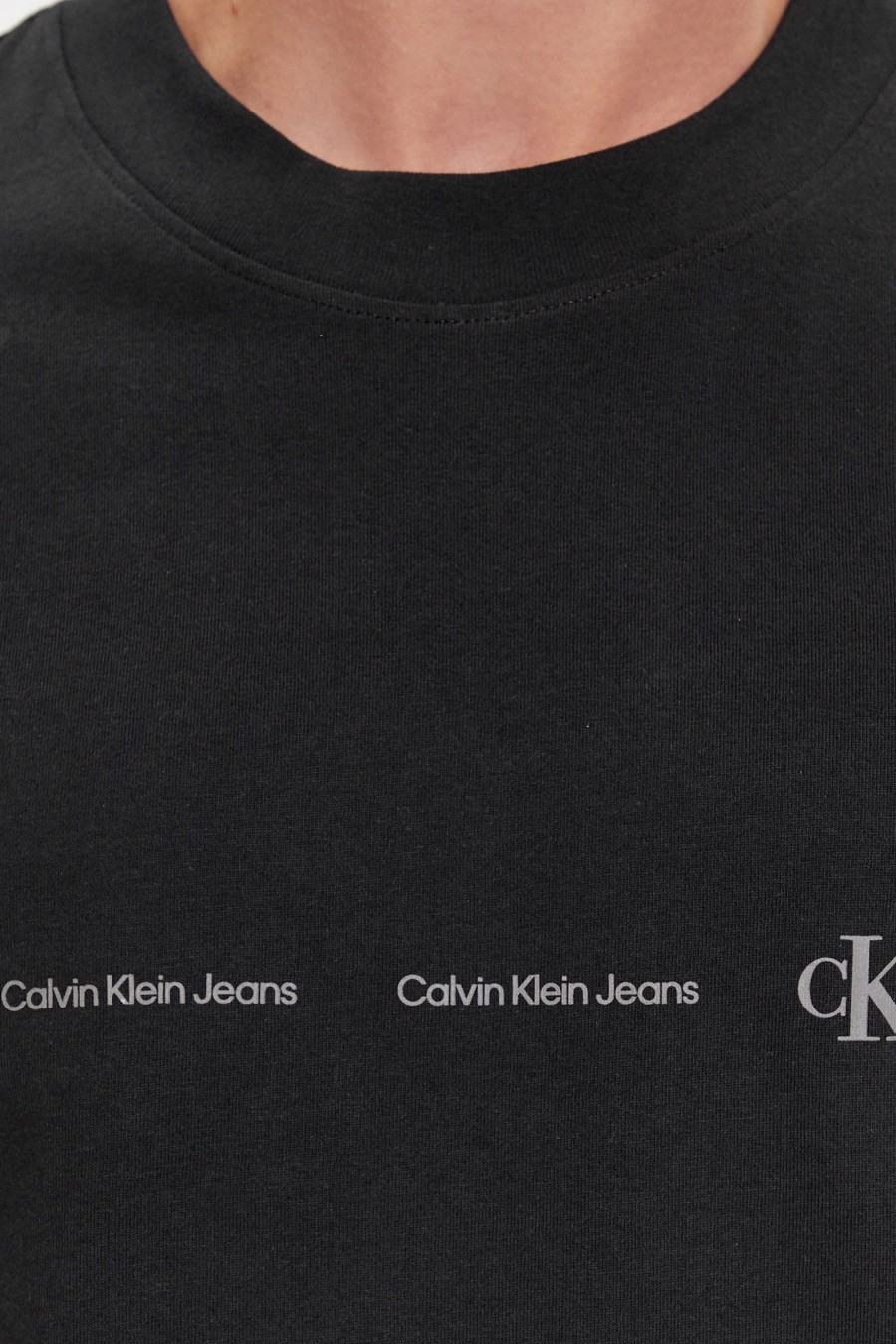 Uomo Calvin Klein | T-Shirt Calvin Klein Logo Repeat Nero