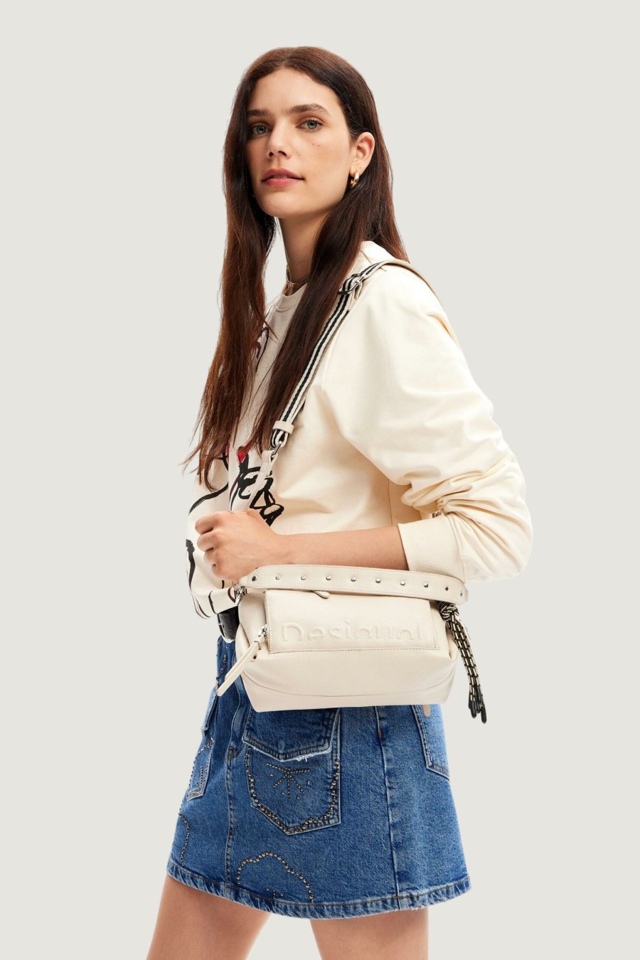 Donna Desigual | Borsa Desigual Bols_Half Logo Urus Beige