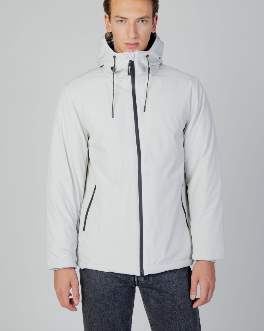 Uomo Aquascutum | Parka Aquascutum Active Shell Mid Parka Grigio Chiaro