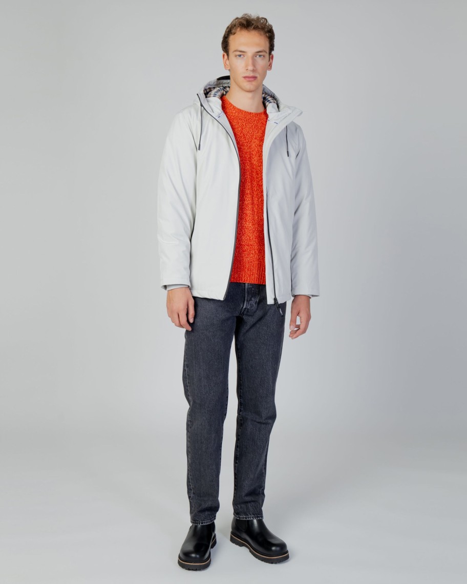 Uomo Aquascutum | Parka Aquascutum Active Shell Mid Parka Grigio Chiaro