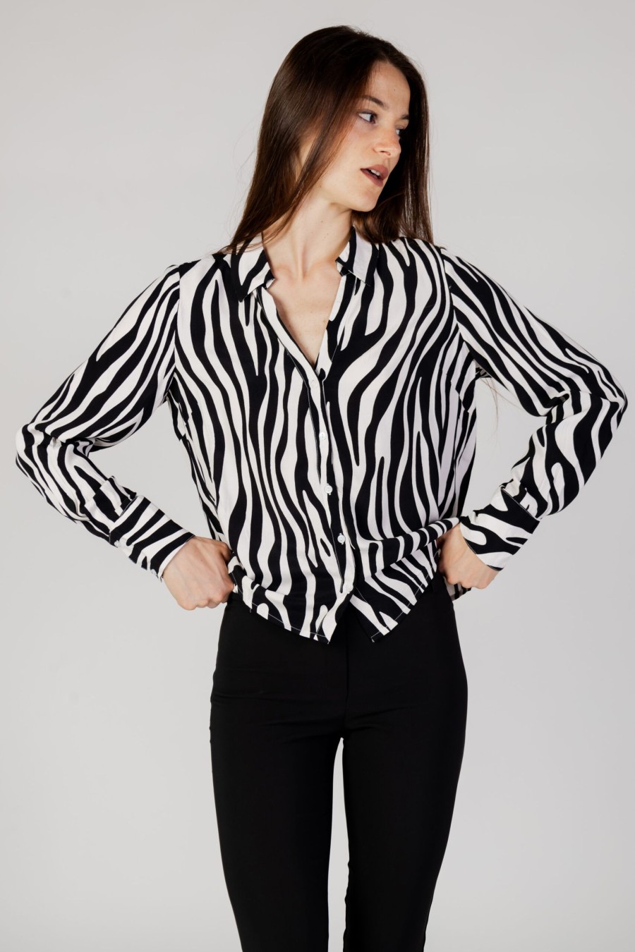 Donna Vila Clothes | Camicia Manica Lunga Vila Clothes Vifini Button L/S - Noos Nero