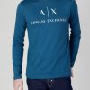 Uomo Armani Exchange | T-Shirt Manica Lunga Armani Exchange Petrolio