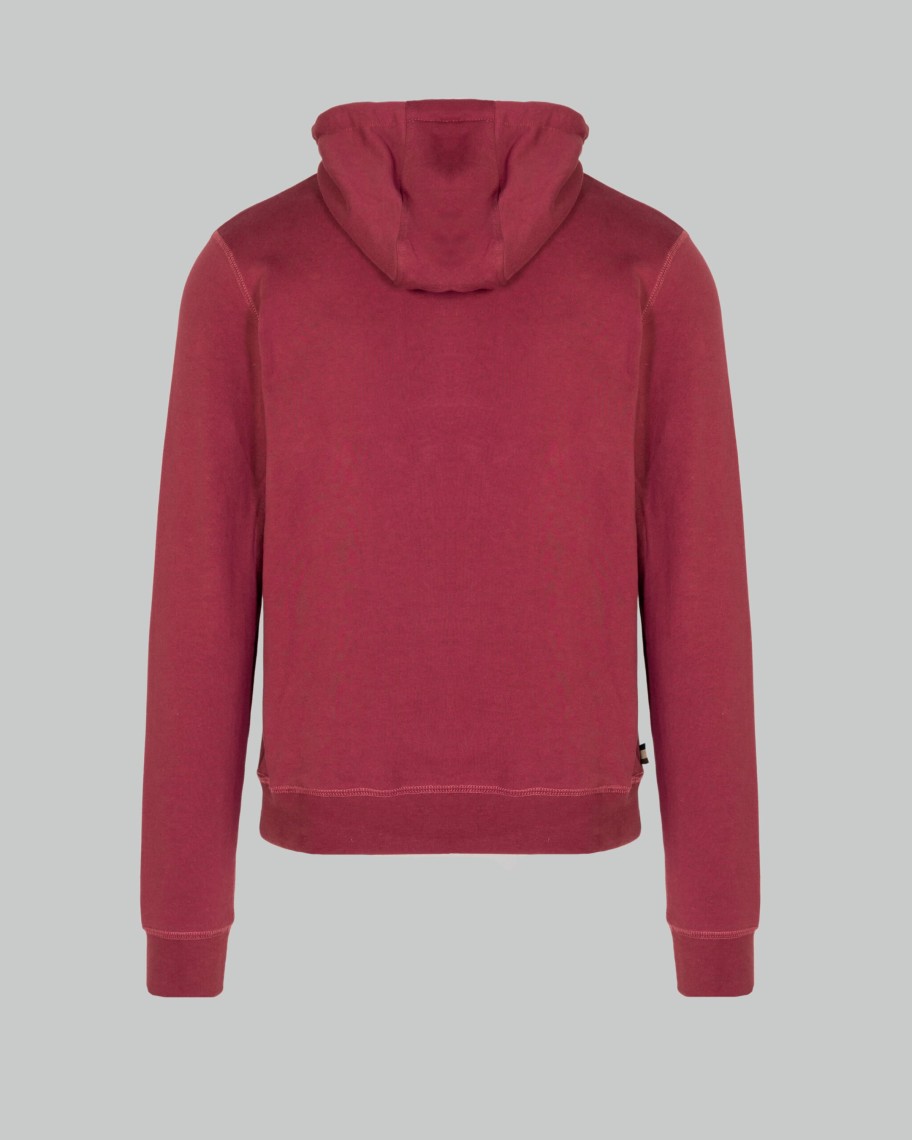 Uomo Aquascutum | Felpa Con Cappuccio Aquascutum Active Big Logo Hoodie Fleece Bordeaux