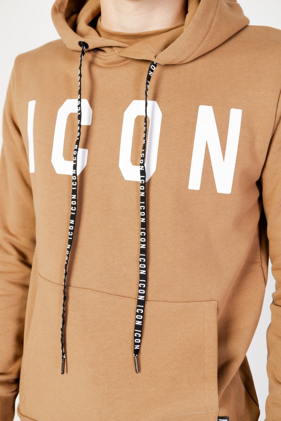 Uomo Icon | Felpa Con Cappuccio Icon Logo Beige Scuro