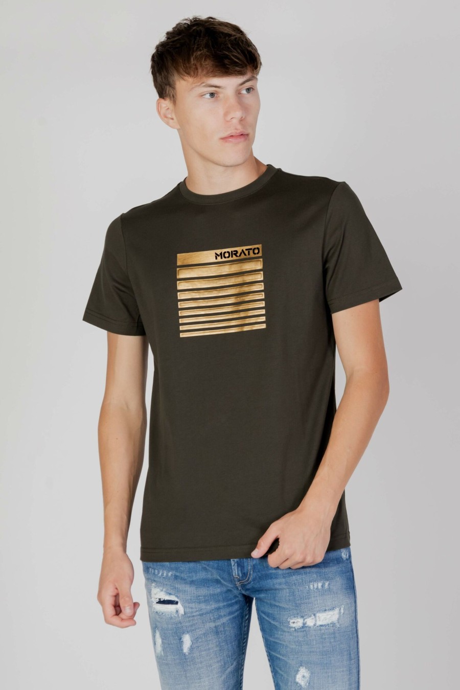 Uomo Antony Morato | T-Shirt Antony Morato Regular Fit In Cotone Verde Oliva