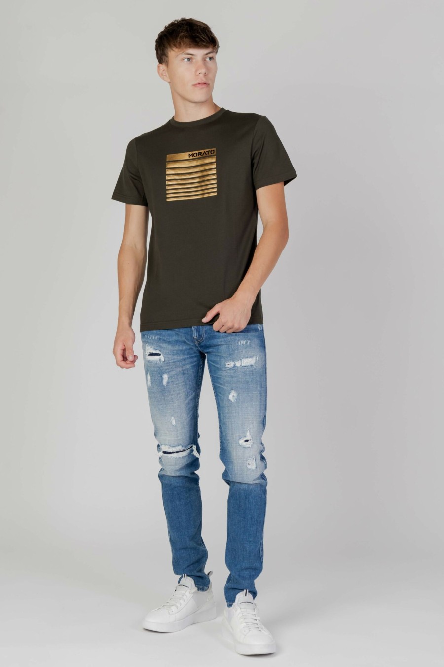 Uomo Antony Morato | T-Shirt Antony Morato Regular Fit In Cotone Verde Oliva