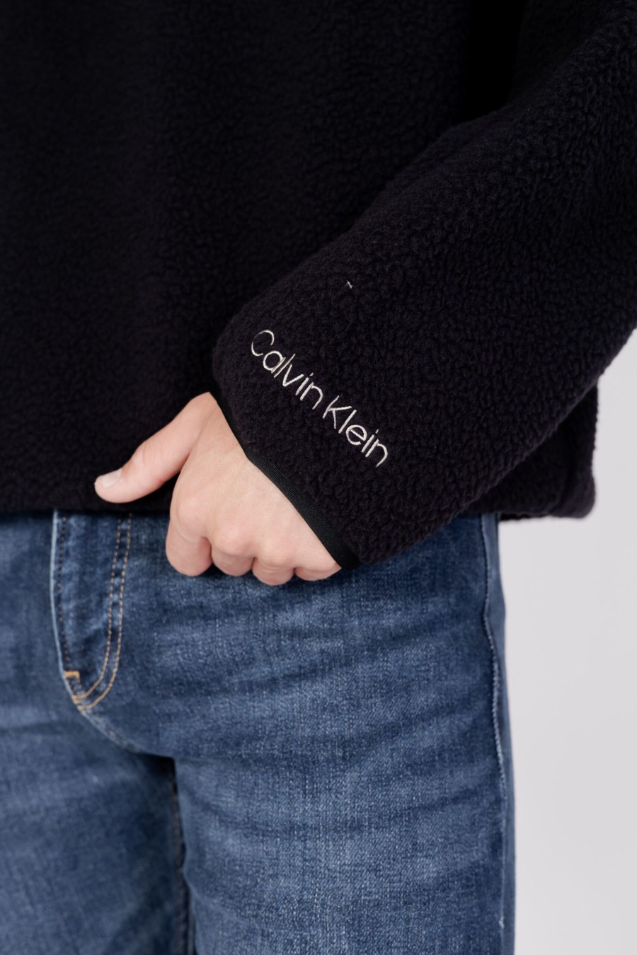 Uomo Calvin Klein Sport | Felpa Con Cappuccio Calvin Klein Sport Wo/Pw - Sherpa Hoo Nero