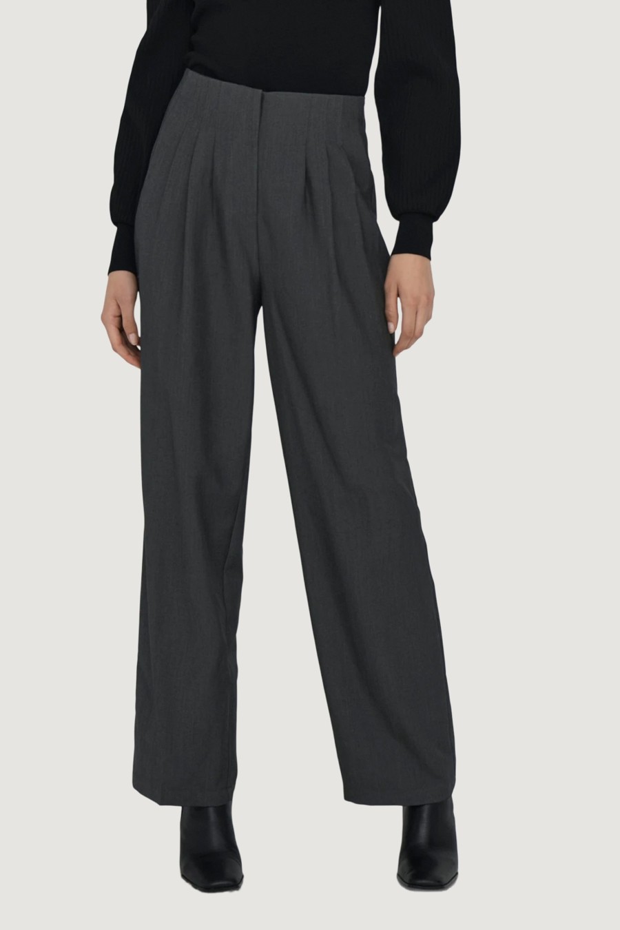 Donna Jacqueline de Yong | Pantaloni A Palazzo Jacqueline De Yong Jdycherry Hw Wide Pleat Melange Pant Pnt Grigio Scuro