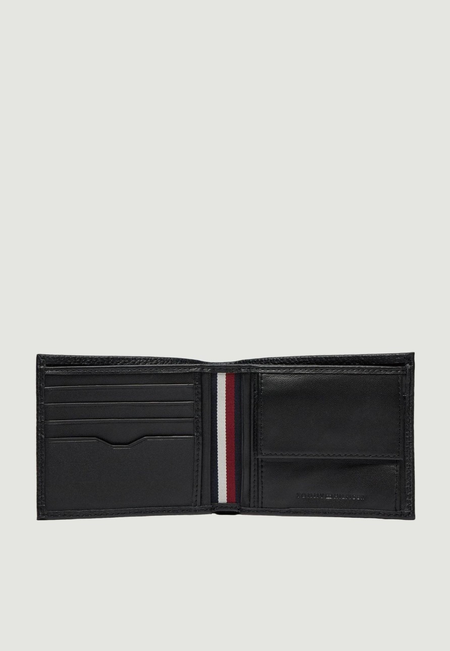 Uomo Tommy Hilfiger | Portafoglio Con Portamonete Tommy Hilfiger Central Cc And Coin Nero