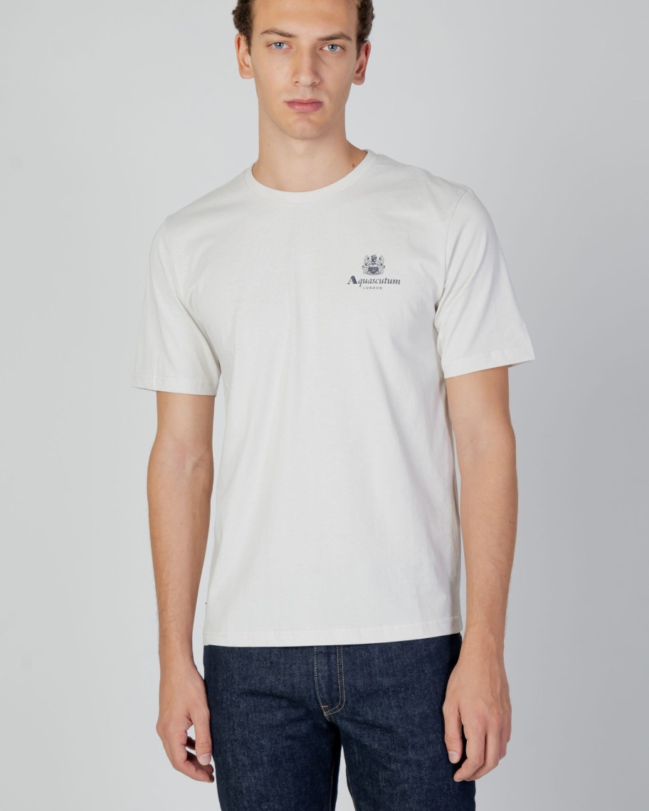 Uomo Aquascutum | T-Shirt Aquascutum Active Small Logo Grigio Chiaro