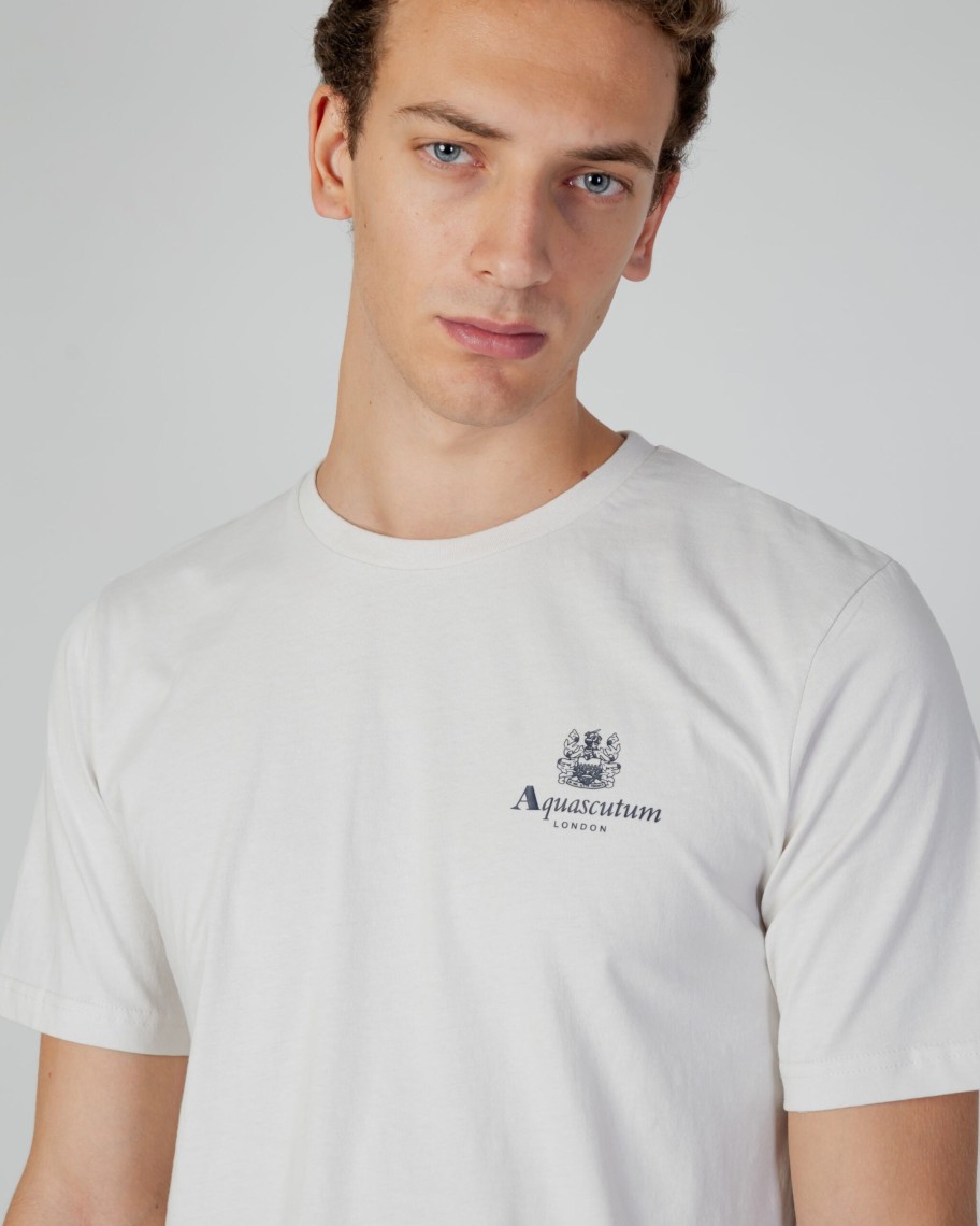 Uomo Aquascutum | T-Shirt Aquascutum Active Small Logo Grigio Chiaro