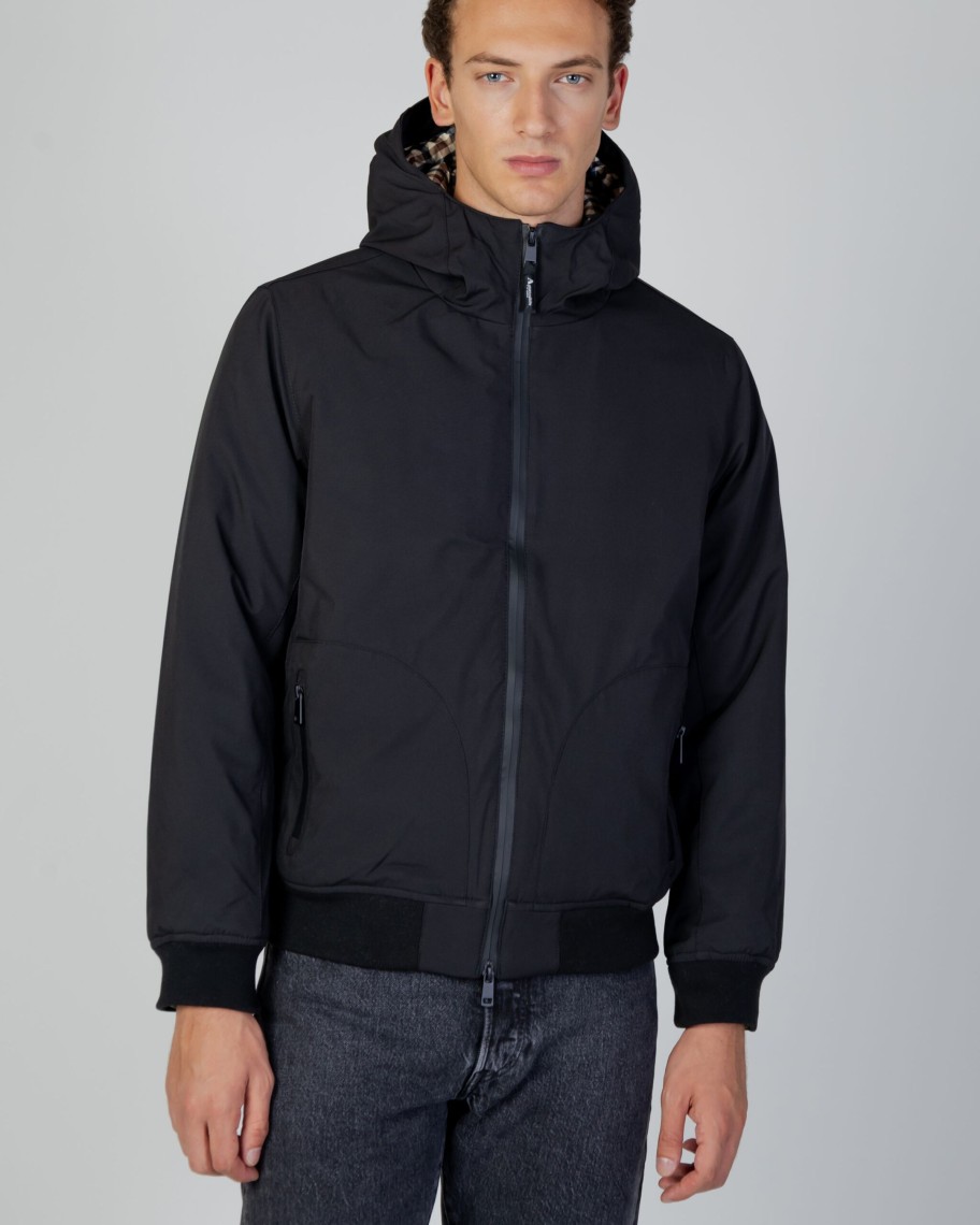 Uomo Aquascutum | Giubbotto Aquascutum Active Hooded Jacket Nero