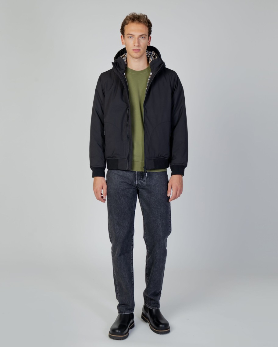 Uomo Aquascutum | Giubbotto Aquascutum Active Hooded Jacket Nero