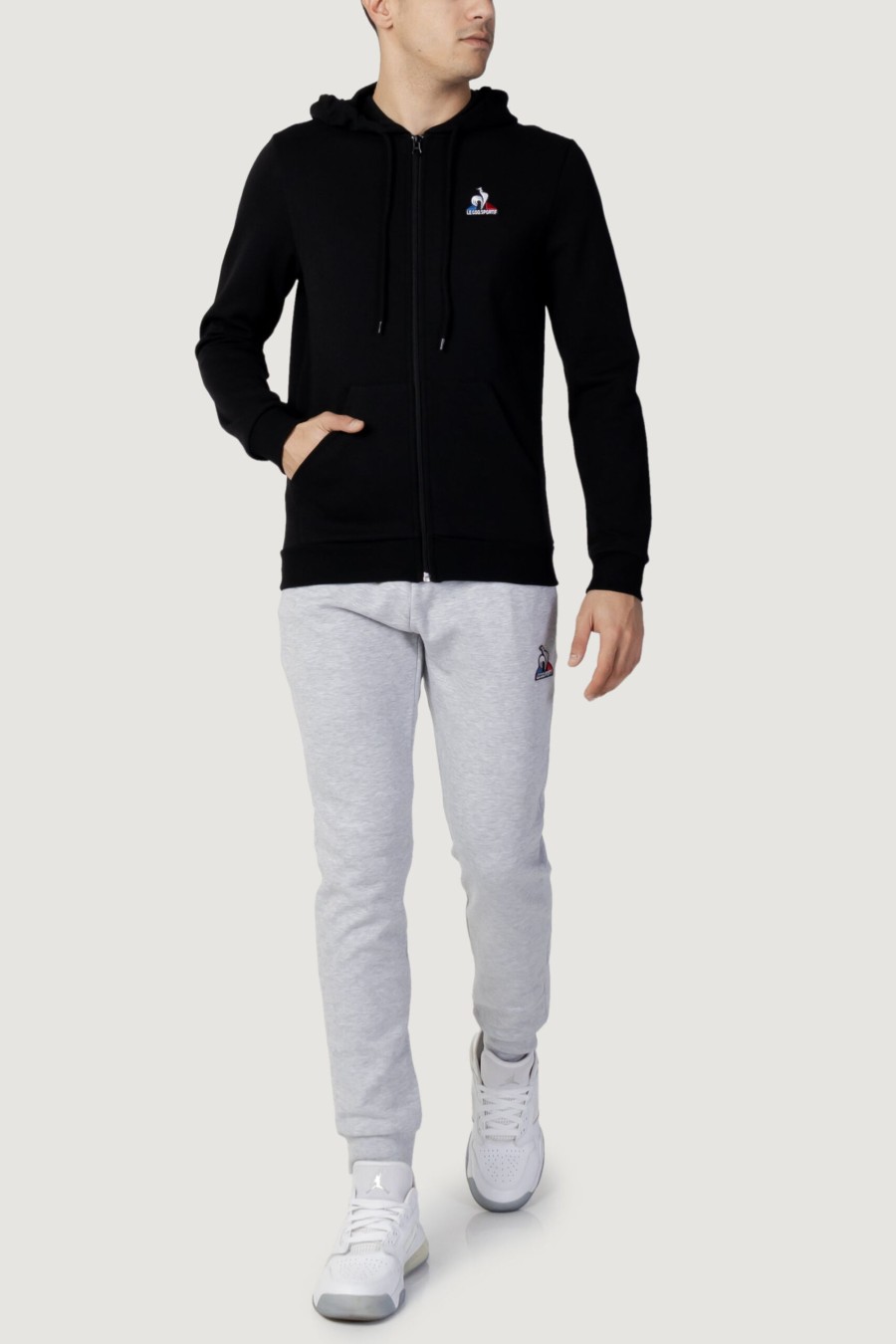 Uomo Le Coq Sportif | Felpa Con Cappuccio Le Coq Sportif Ess Fz Hoody Nero