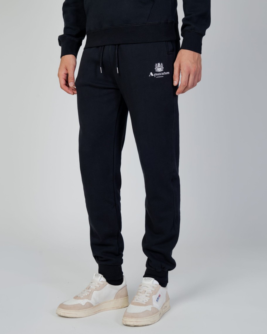 Uomo Aquascutum | Pantaloni Sportivi Aquascutum Active Basic Rib Track Pant Nero