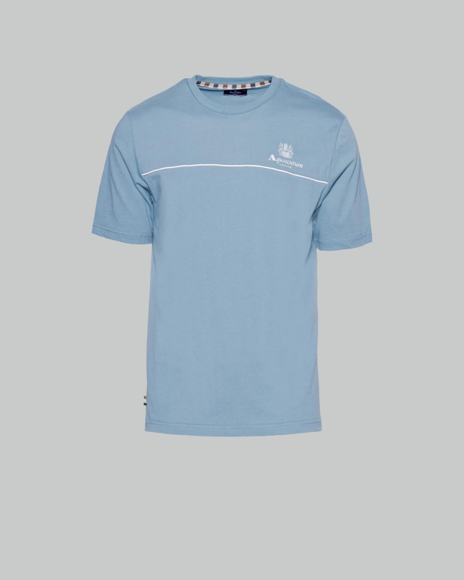 Uomo Aquascutum | T-Shirt Aquascutum Active Piping Indigo