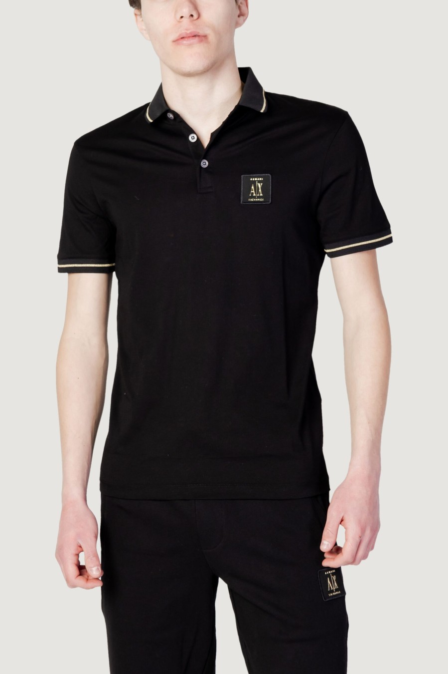 Uomo Armani Exchange | Polo Manica Corta Armani Exchange Nero