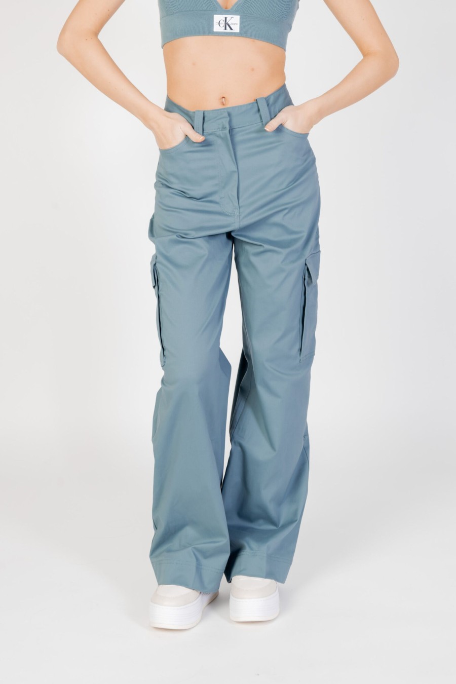 Donna Calvin Klein | Pantaloni Regular Calvin Klein Cargo Blu Chiaro