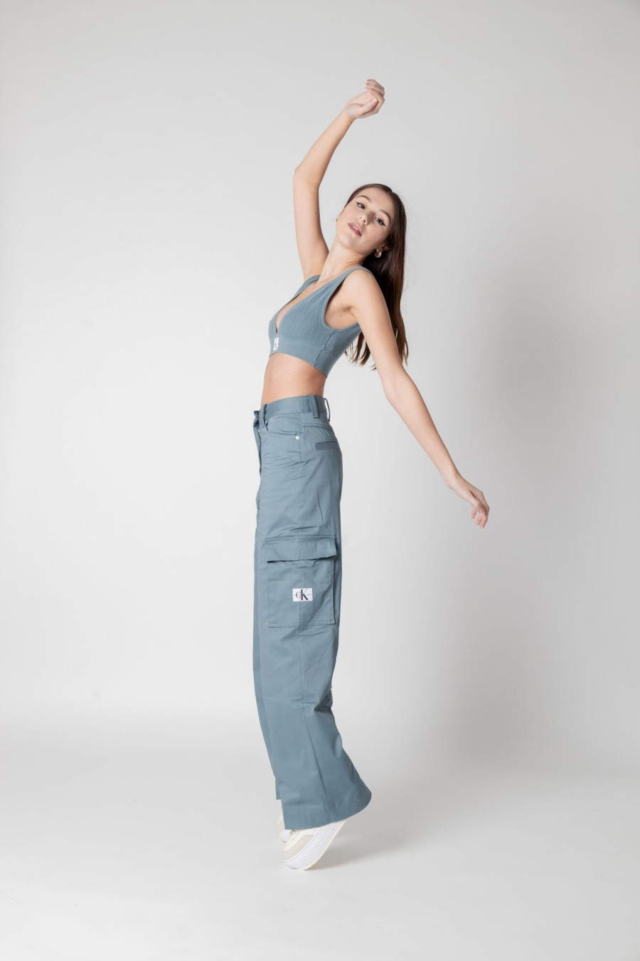 Donna Calvin Klein | Pantaloni Regular Calvin Klein Cargo Blu Chiaro