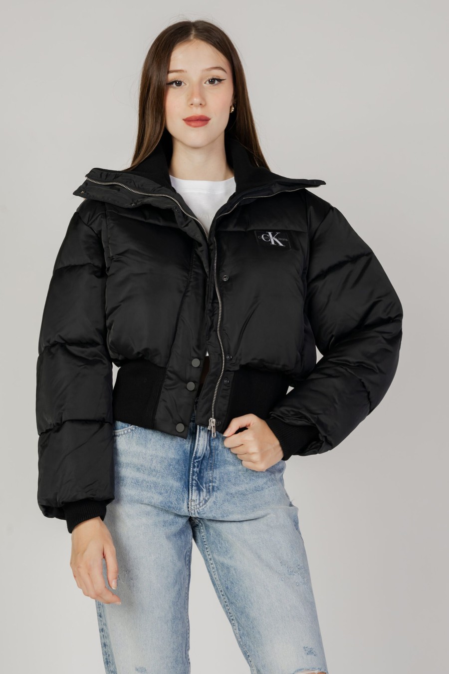 Donna Calvin Klein | Piumino Calvin Klein Short Ribbed Bomber Nero