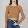 Donna Only | Maglione Only Onlviva Life Ls Crop O-Neck Cc Knt Marrone