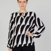 Donna Street One | Bluse Manica Lunga Street One Printed Roundneck Blouse W Tea Nero