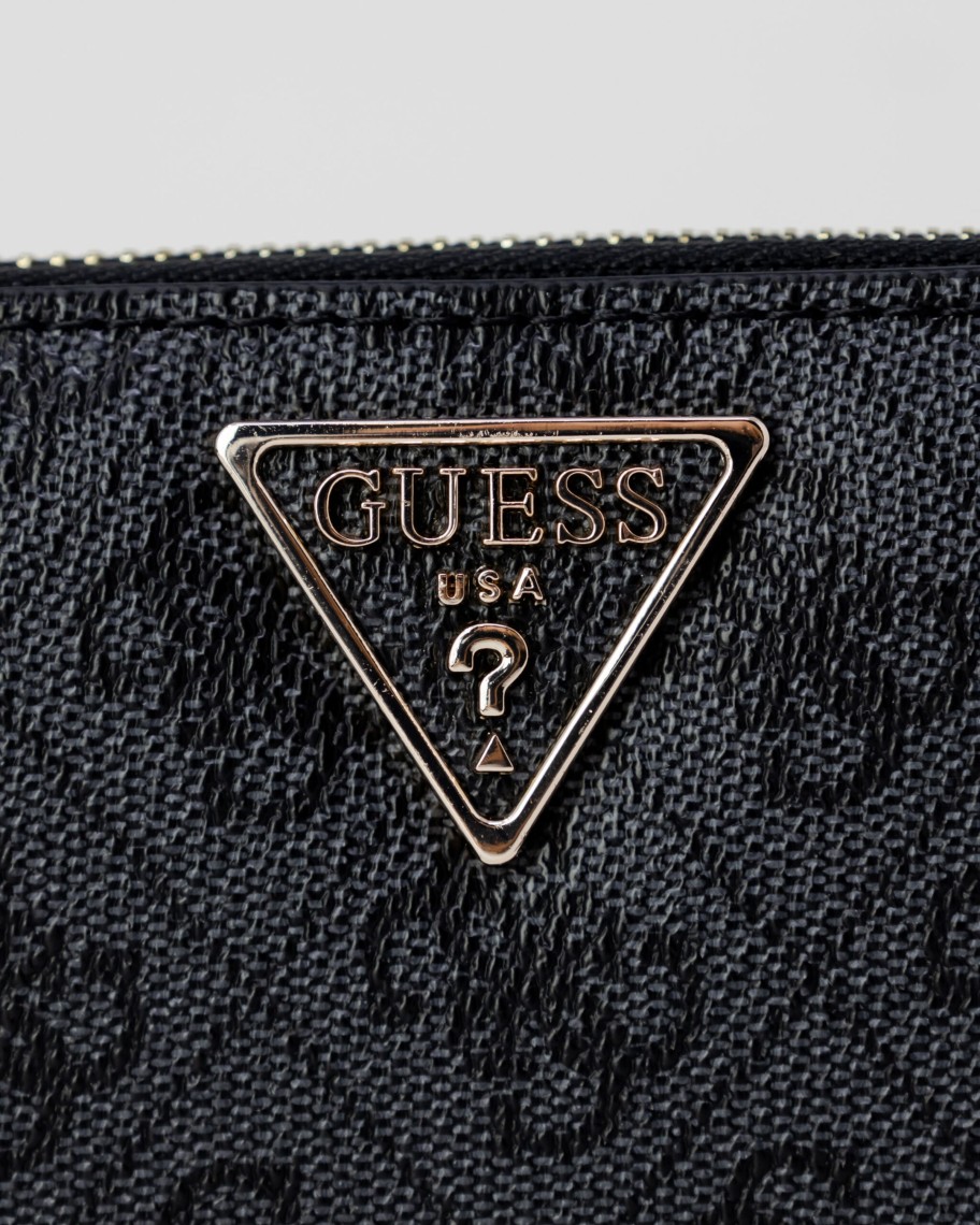 Donna Guess | Portafoglio Grande Guess Laurel Slg Large Zip Aroun Antracite