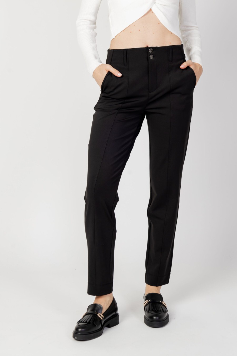 Donna Street One | Pantaloni A Sigaretta Street One Chino Travel Hw Nero