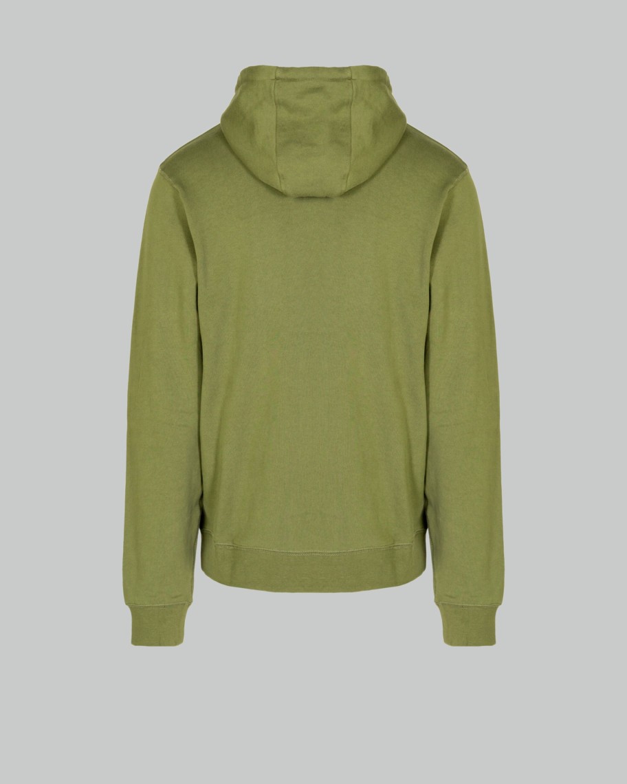 Uomo Aquascutum | Felpa Con Cappuccio Aquascutum Active Small Logo Hoodie Fleece Verde Oliva