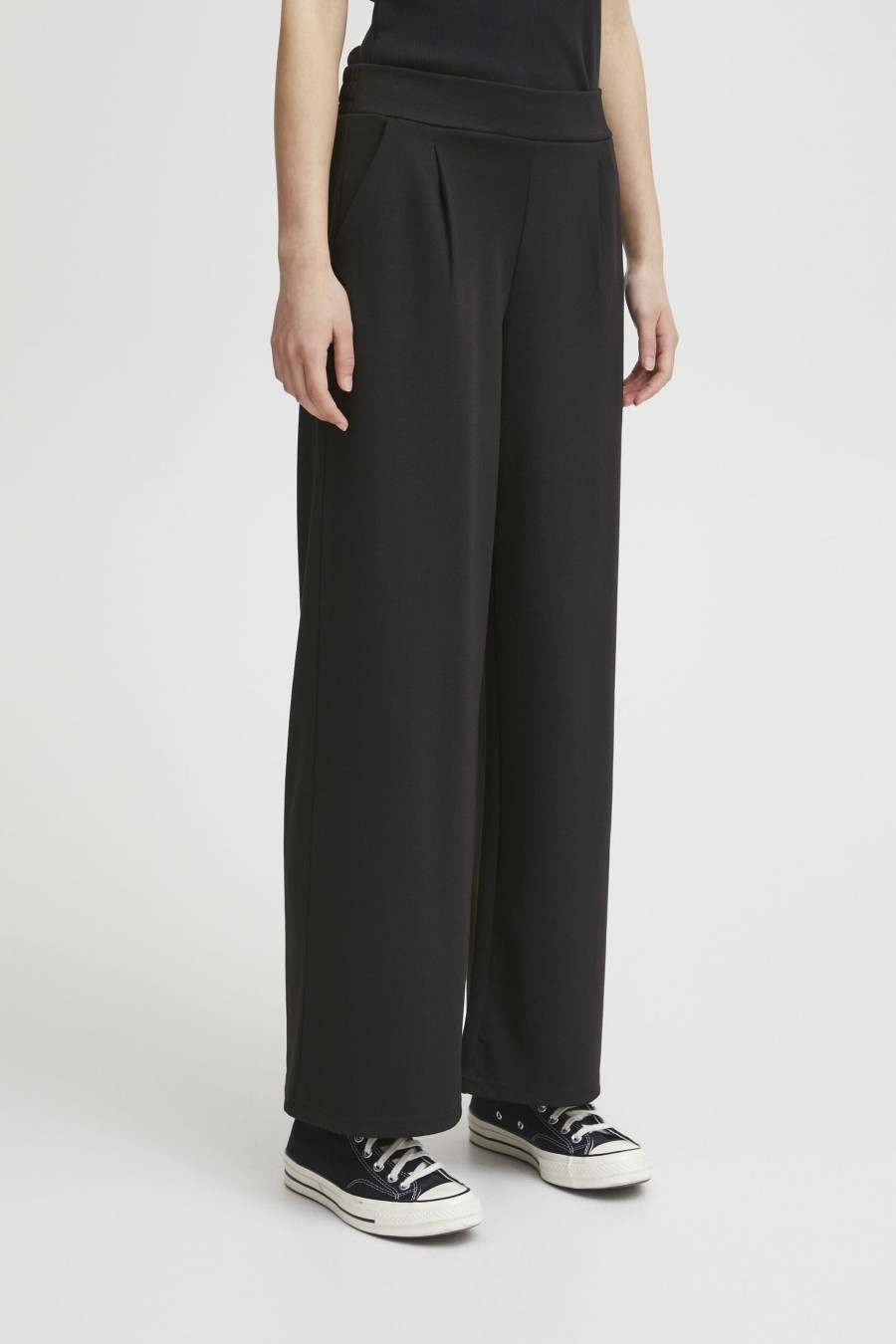 Donna Ichi | Pantaloni Regular Ichi Ihkate Sus Long Wide Pa2 Nero